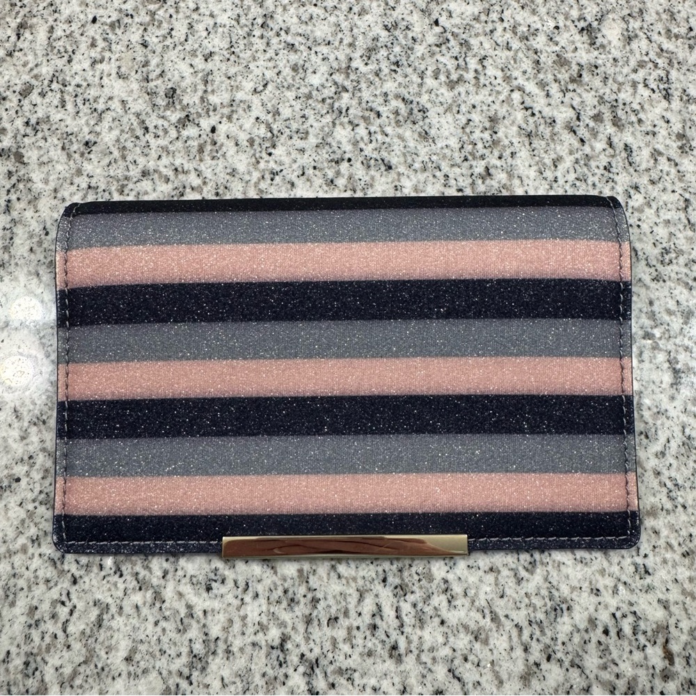 Kate Spade Make It Mine Pink and Blue Glitter Stripe Flap
